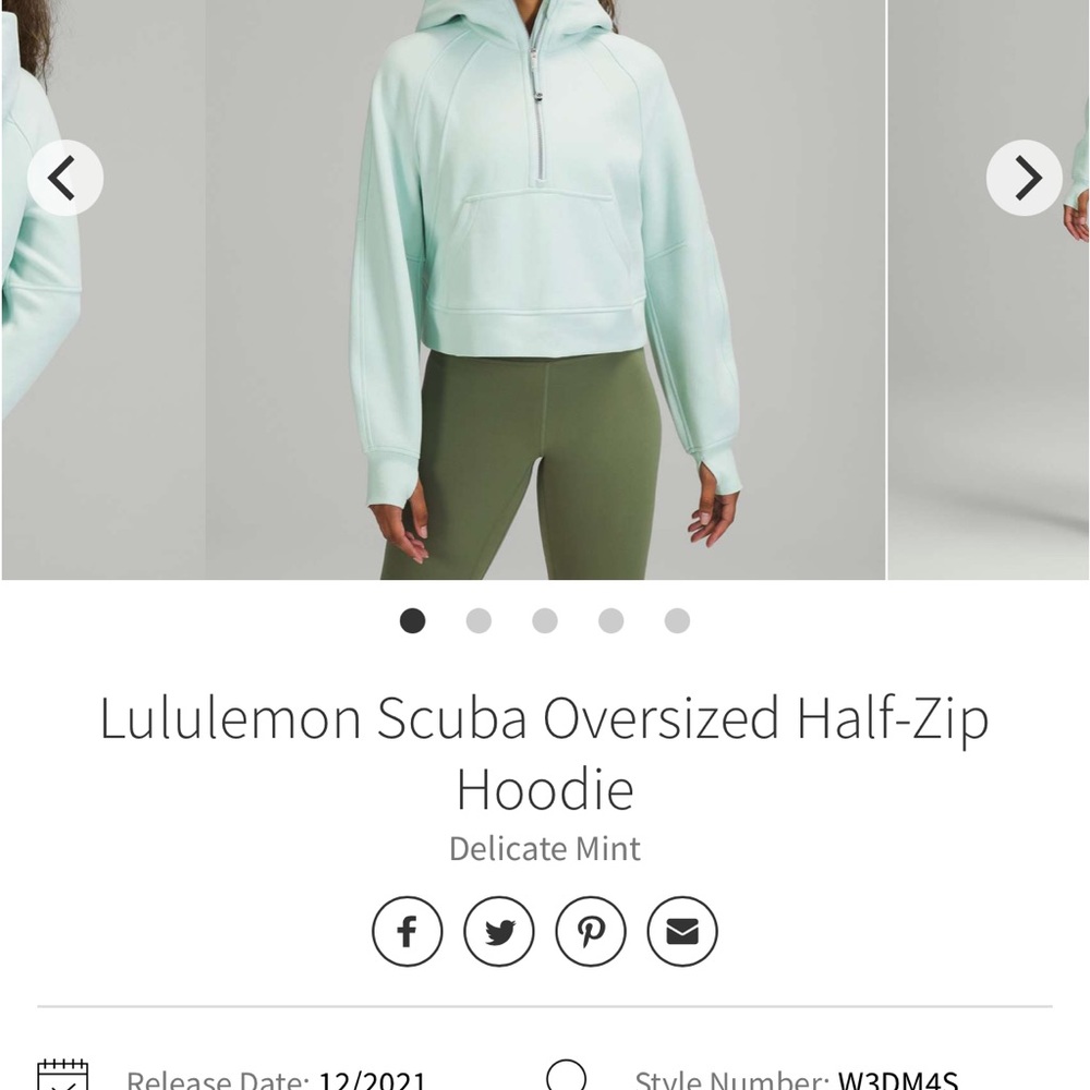 Lululemon Scuba oversized 1/2 zip hoodie, color delicate mint, size xs/s